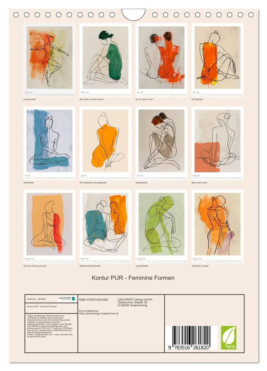 Bild: 9783516261820 | Kontur PUR - Feminine Formen (Wandkalender 2026 DIN A4 hoch),...