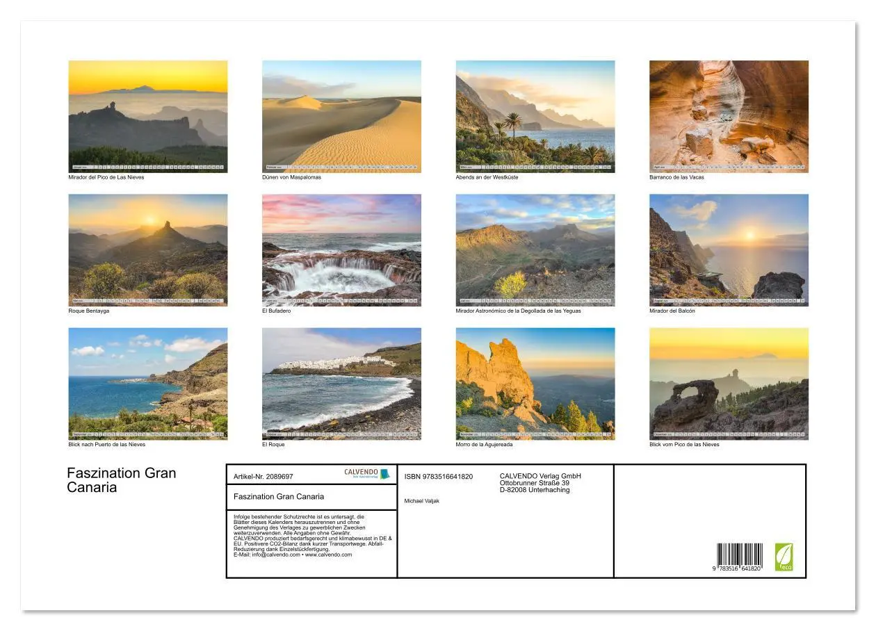 Bild: 9783516641820 | Faszination Gran Canaria (Wandkalender 2026 DIN A2 quer), CALVENDO...