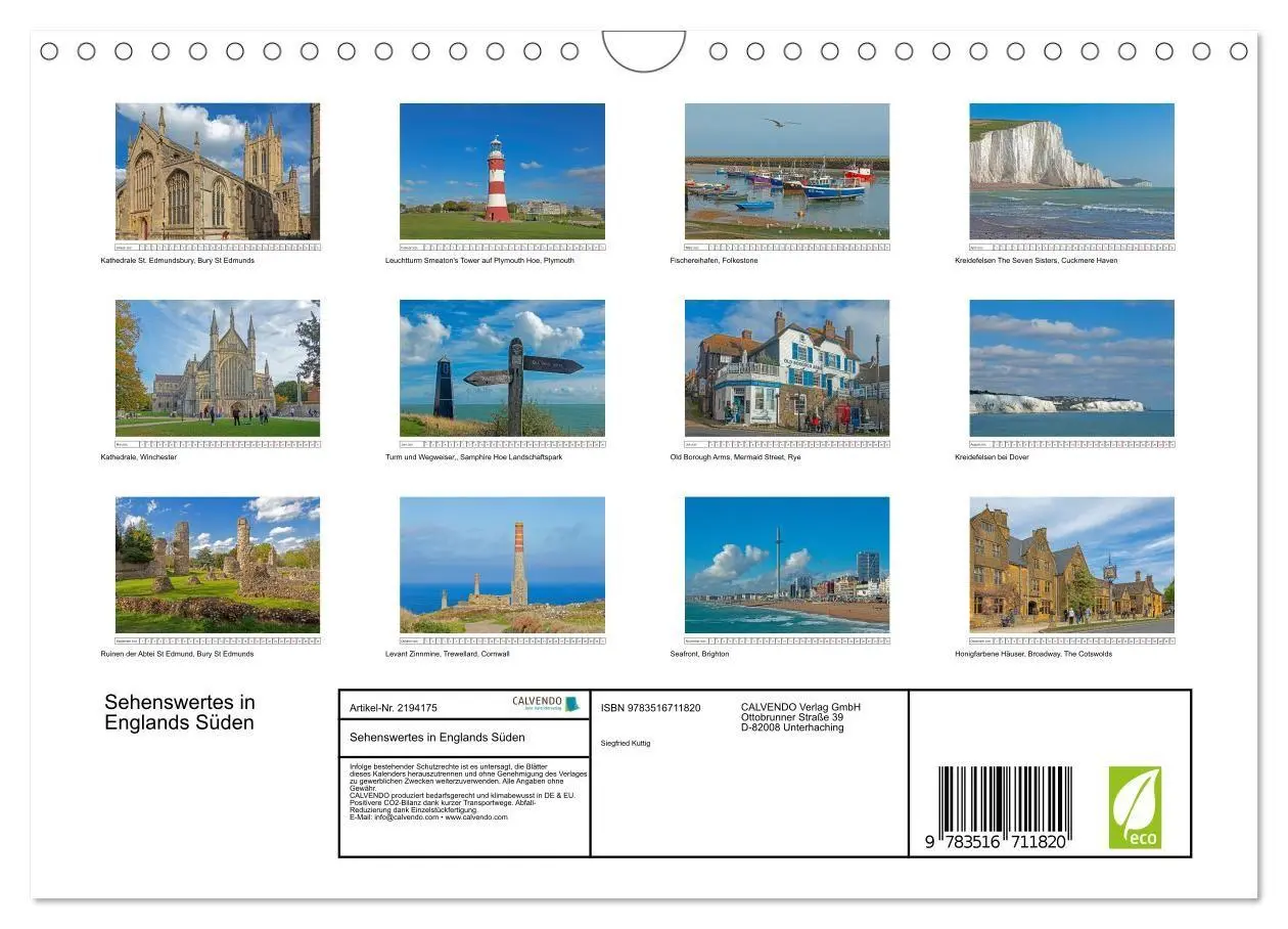 Bild: 9783516711820 | Sehenswertes in Englands Süden (Wandkalender 2026 DIN A4 quer),...