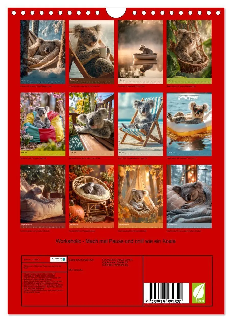 Bild: 9783516881820 | Workaholic - Mach mal Pause und chill wie ein Koala (Wandkalender...