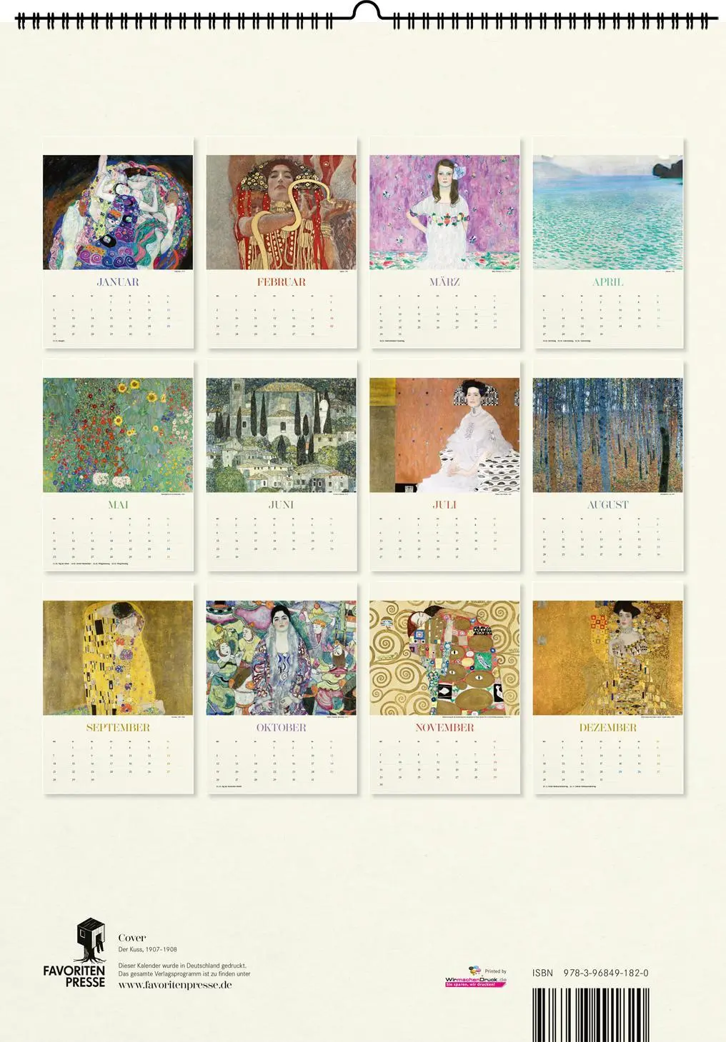 Rückseite: 9783968491820 | Gustav Klimt. Wandkalender 2026 | Gustav Klimt | Kalender | 14 S.