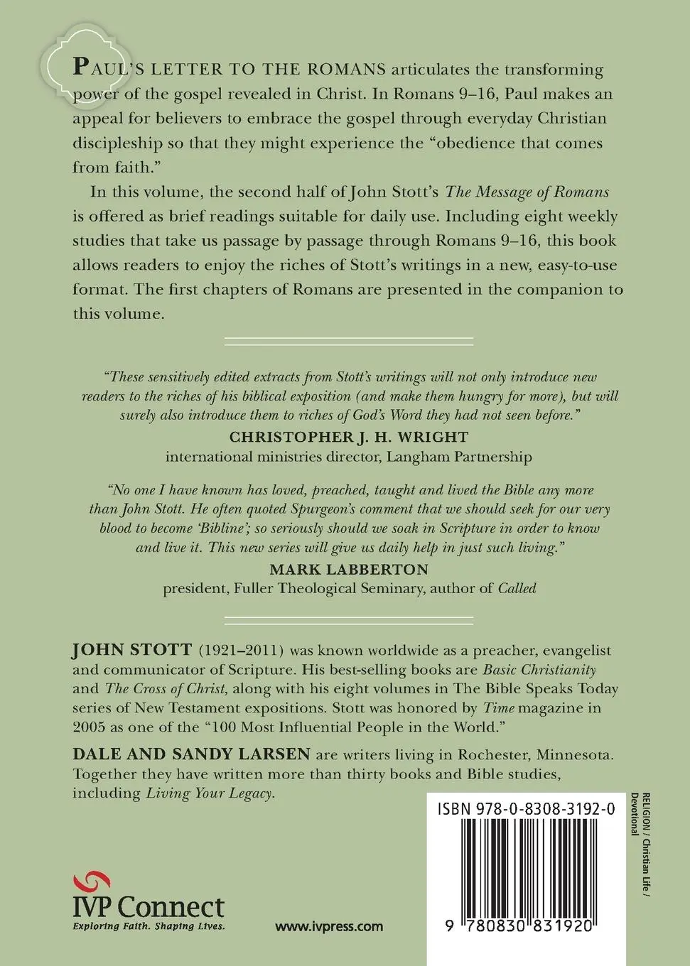 Rückseite: 9780830831920 | Reading Romans with John Stott | 8 Weeks for Individuals or Groups