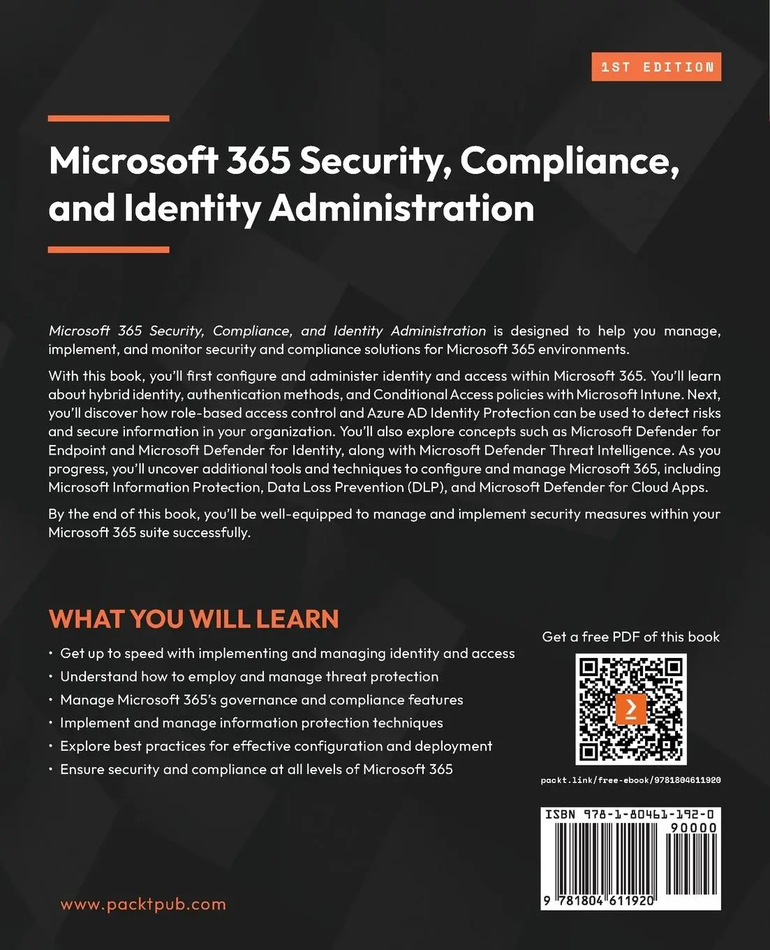 Rückseite: 9781804611920 | Microsoft 365 Security, Compliance, and Identity Administration | Buch
