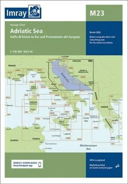 Cover: 9781786792020 | Imray Chart M23 Adriatic Sea Passage Chart | Imray | (Land-)Karte