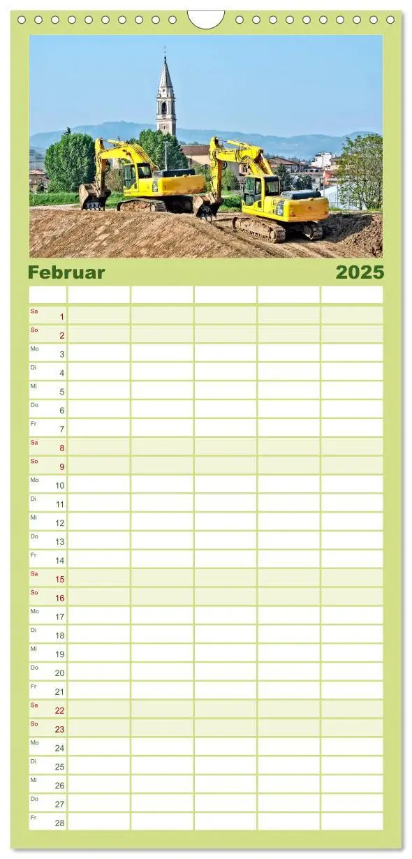 Bild: 9783457122020 | Familienplaner 2025 - Bagger - kraftvolle Arbeitsmaschinen mit 5...