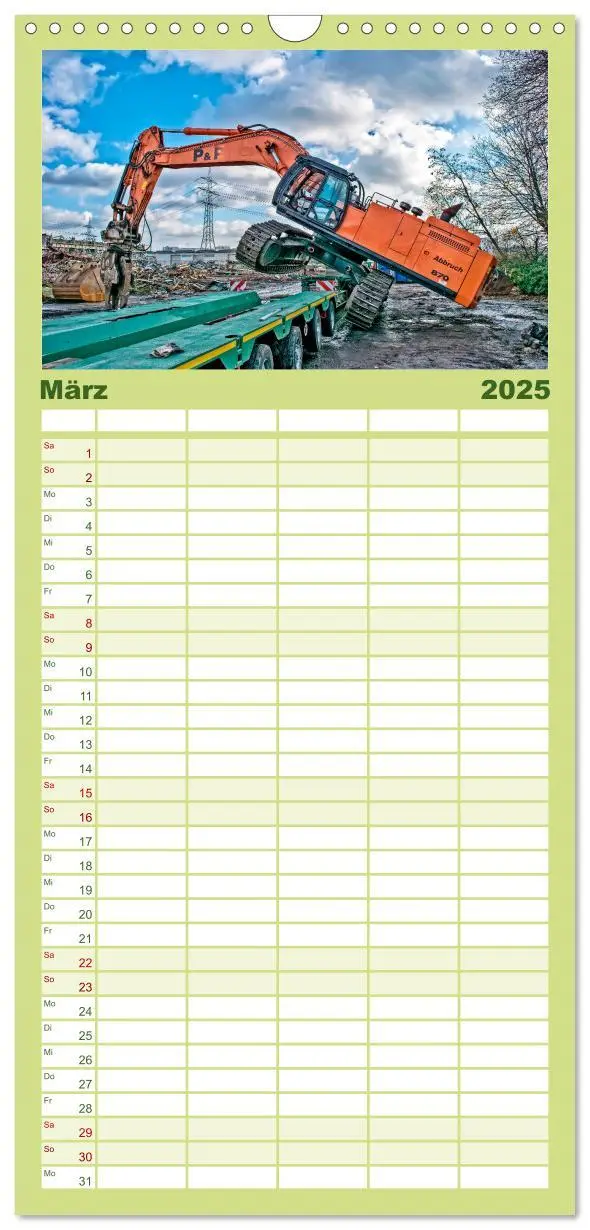 Bild: 9783457122020 | Familienplaner 2025 - Bagger - kraftvolle Arbeitsmaschinen mit 5...