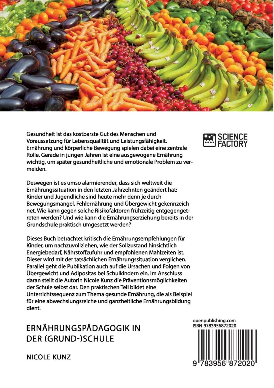 Rückseite: 9783956872020 | Ernährungspädagogik in der (Grund-)Schule. Wie können Kinder und...
