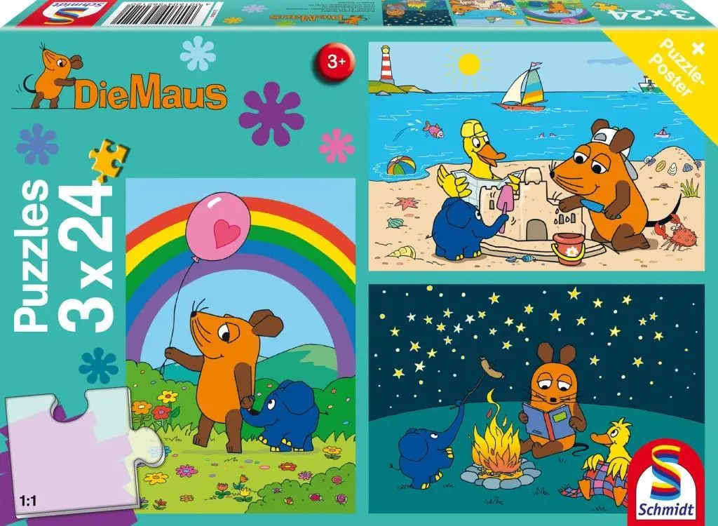 Cover: 4001504562120 | Die Maus: Gute Freunde. 3 x 24 Teile Puzzle | Spiel | 56212 | Deutsch