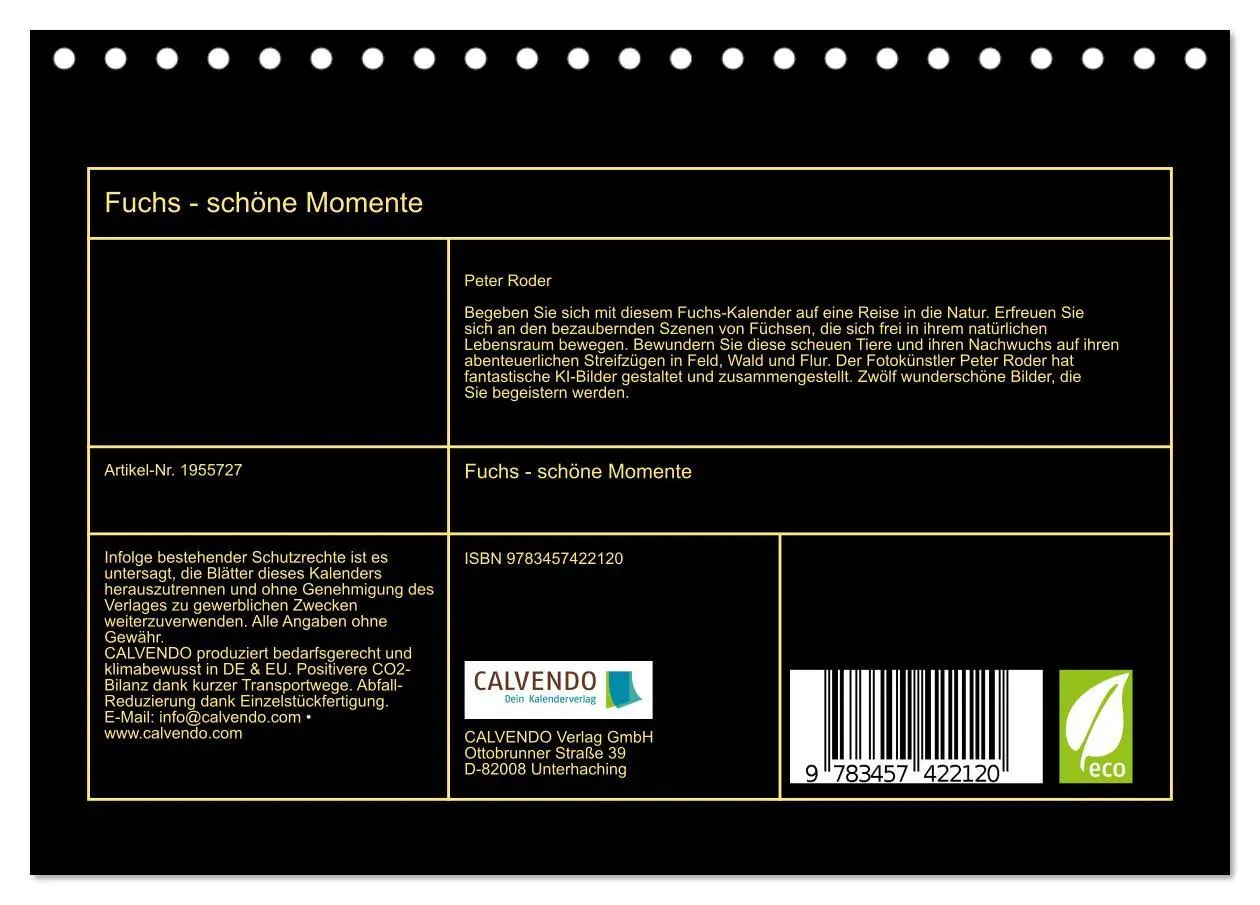Bild: 9783457422120 | Fuchs - schöne Momente (Tischkalender 2026 DIN A5 quer), CALVENDO...