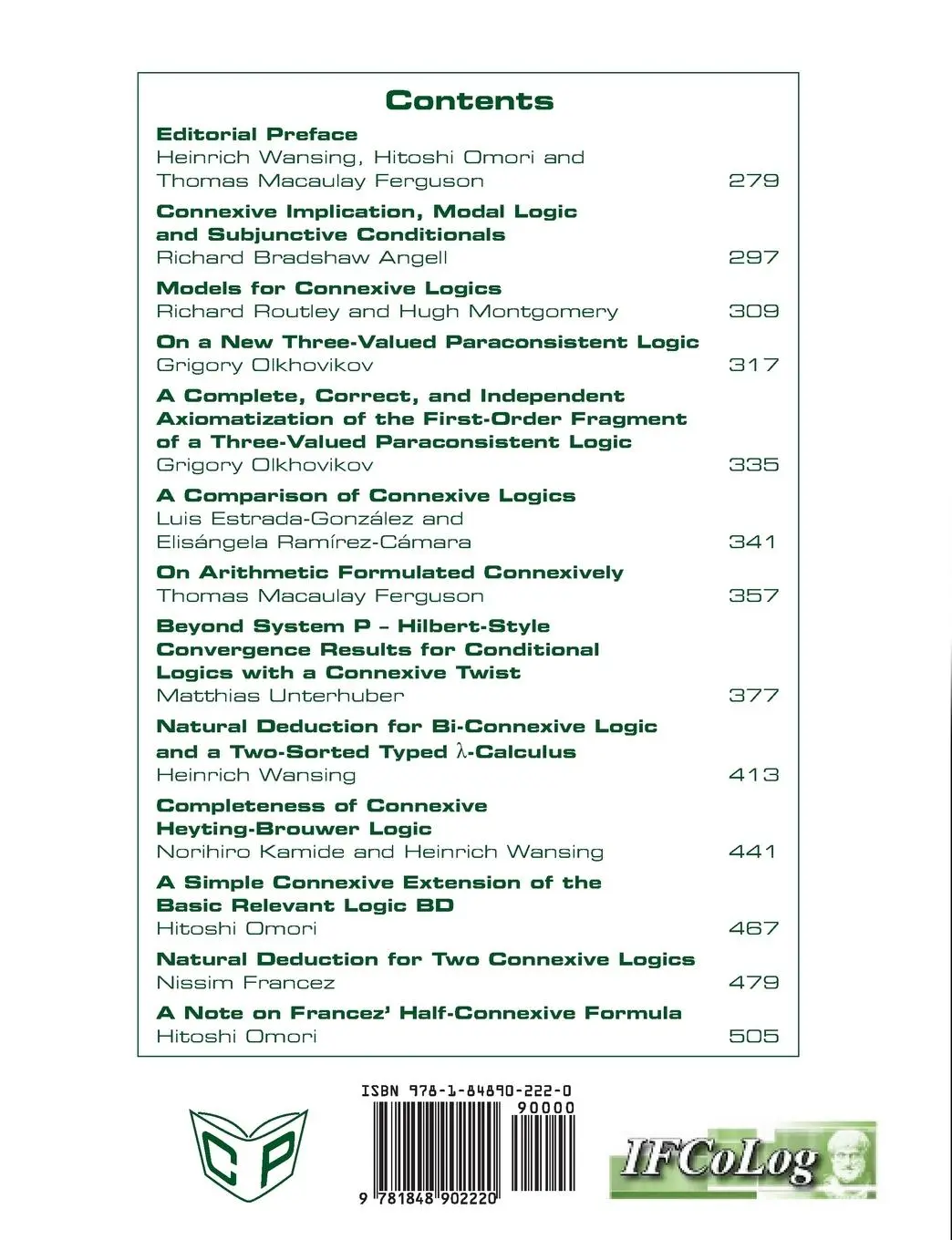 Rückseite: 9781848902220 | IfColog Journal of Logics and their Applications. Volume 3, number 3