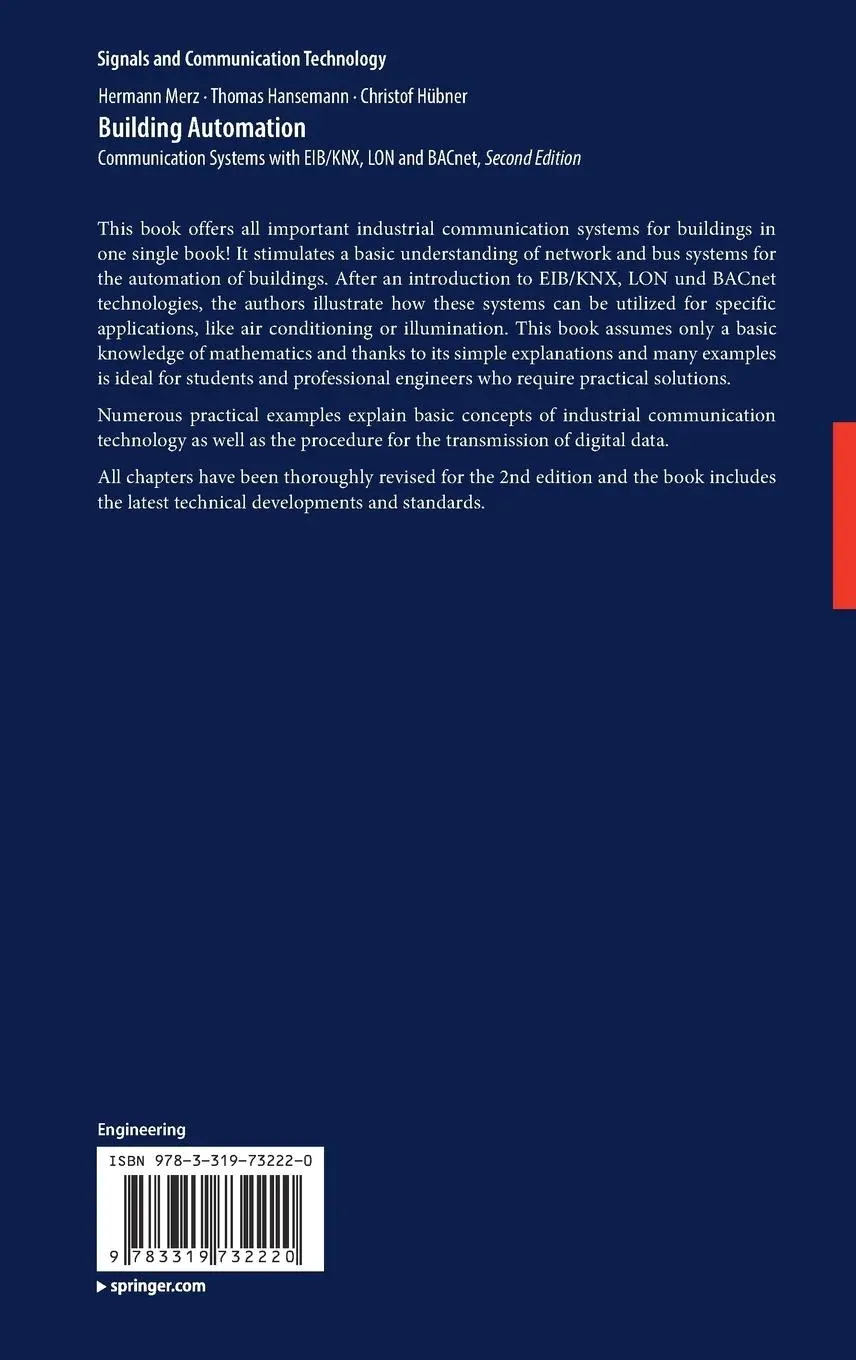 Rückseite: 9783319732220 | Building Automation | Hermann Merz (u. a.) | Buch | xii | Englisch