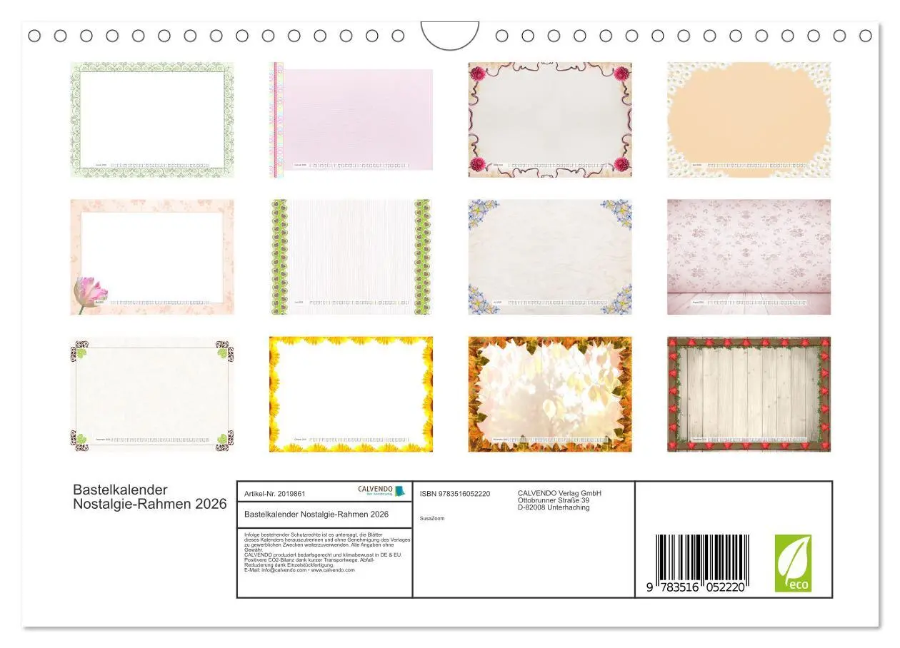 Bild: 9783516052220 | Bastelkalender Nostalgie-Rahmen 2026 (Wandkalender 2026 DIN A4...