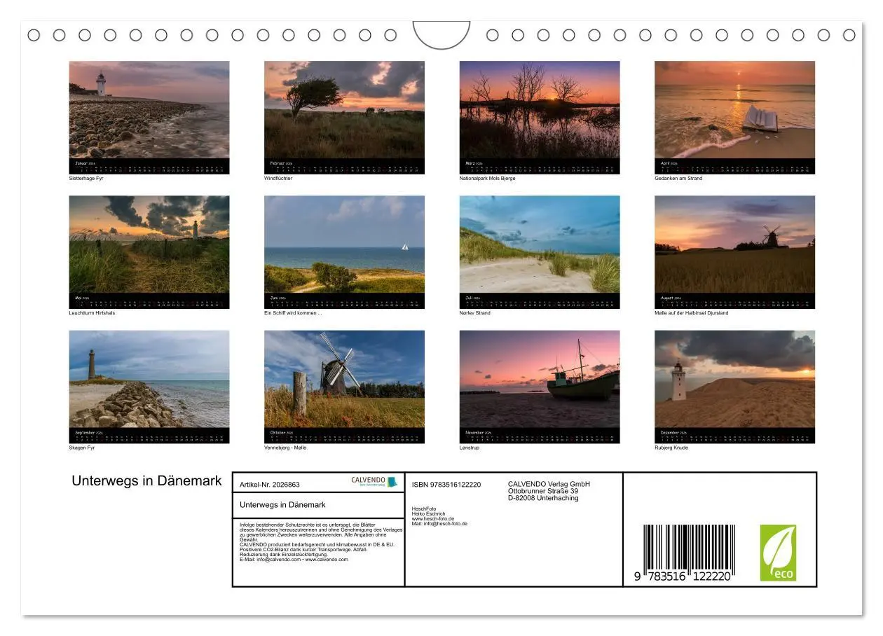 Bild: 9783516122220 | Unterwegs in Dänemark (Wandkalender 2026 DIN A4 quer), CALVENDO...