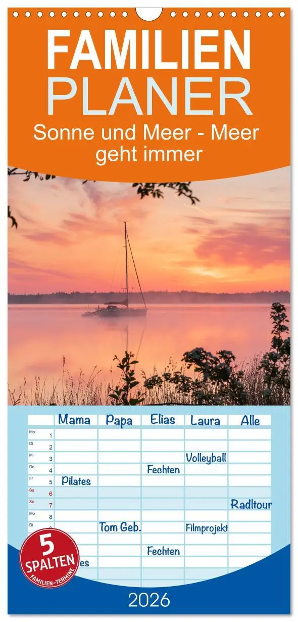 Cover: 9783516502220 | Familienplaner 2026 - Sonne und Meer - Meer geht immer mit 5...