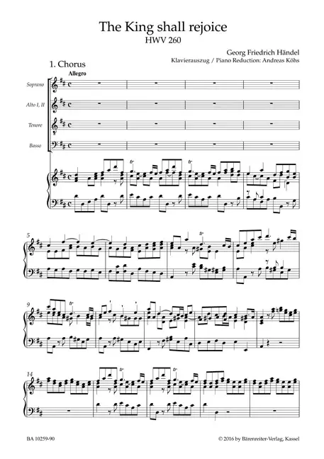 Bild: 9790006562220 | The King shall rejoice, Klavierauszug | Georg Friedrich Händel | Buch