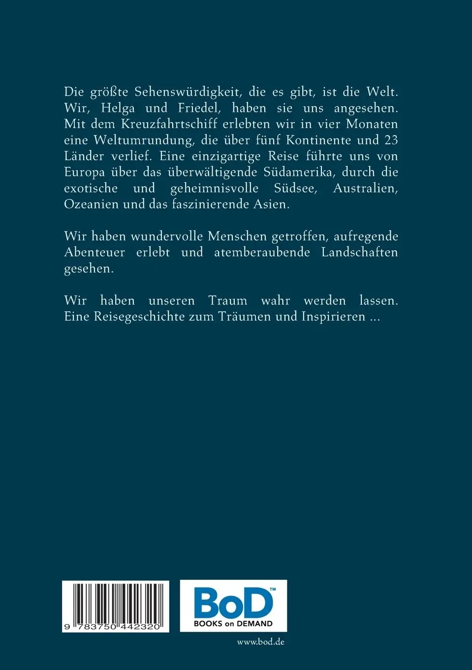 Rückseite: 9783750442320 | Abenteuer Weltreise | Eine Schiffsreise mit 40 km/h über 5 Kontinente