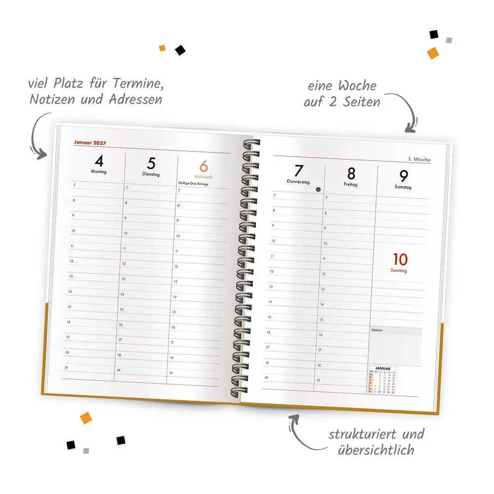 Bild: 4251901512420 | TRÖTSCH - Wochenplaner A5 mit Wire-O Gold 2027 | KG | Kalender | 2027