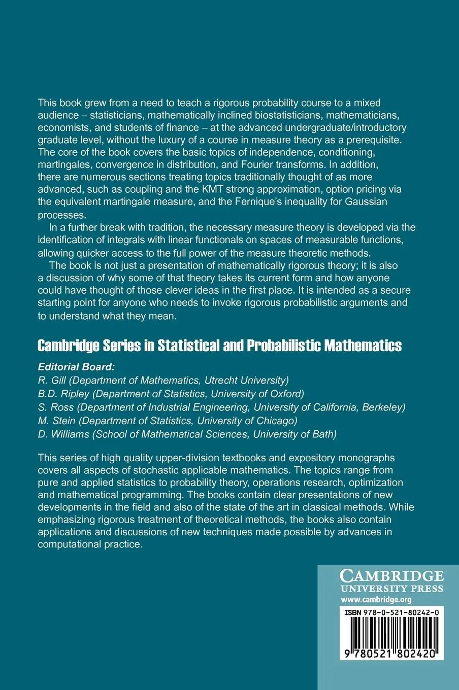Rückseite: 9780521802420 | A User's Guide to Measure Theoretic Probability | David Pollard | Buch