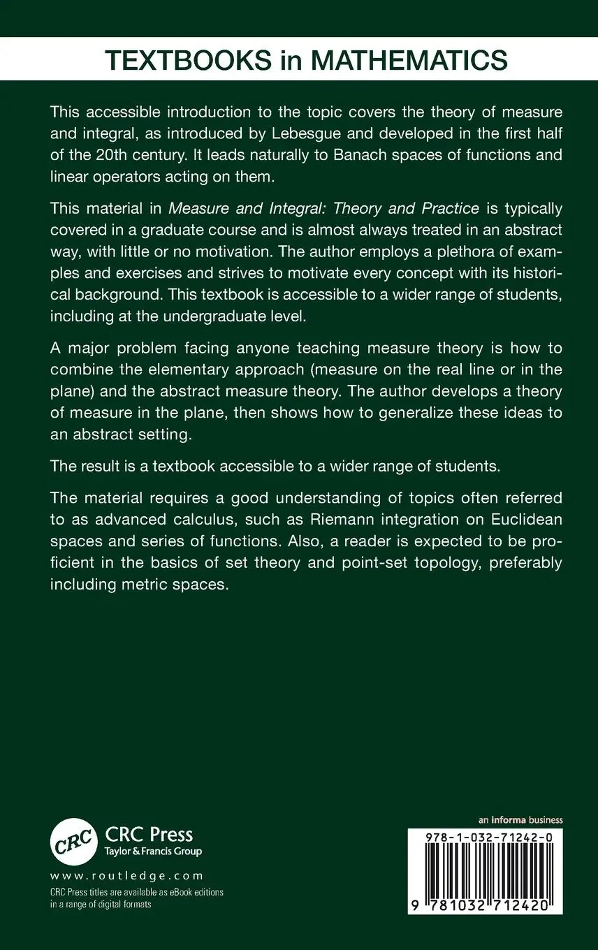 Rückseite: 9781032712420 | Measure and Integral | Theory and Practice | John Srdjan Petrovic