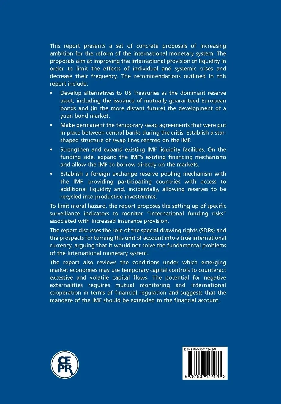 Rückseite: 9781907142420 | Reforming the International Monetary System | Emmanuel Farhi (u. a.)