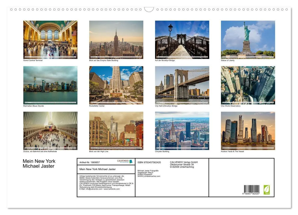 Bild: 9783457562420 | Mein New York Michael Jaster (Wandkalender 2026 DIN A2 quer),...
