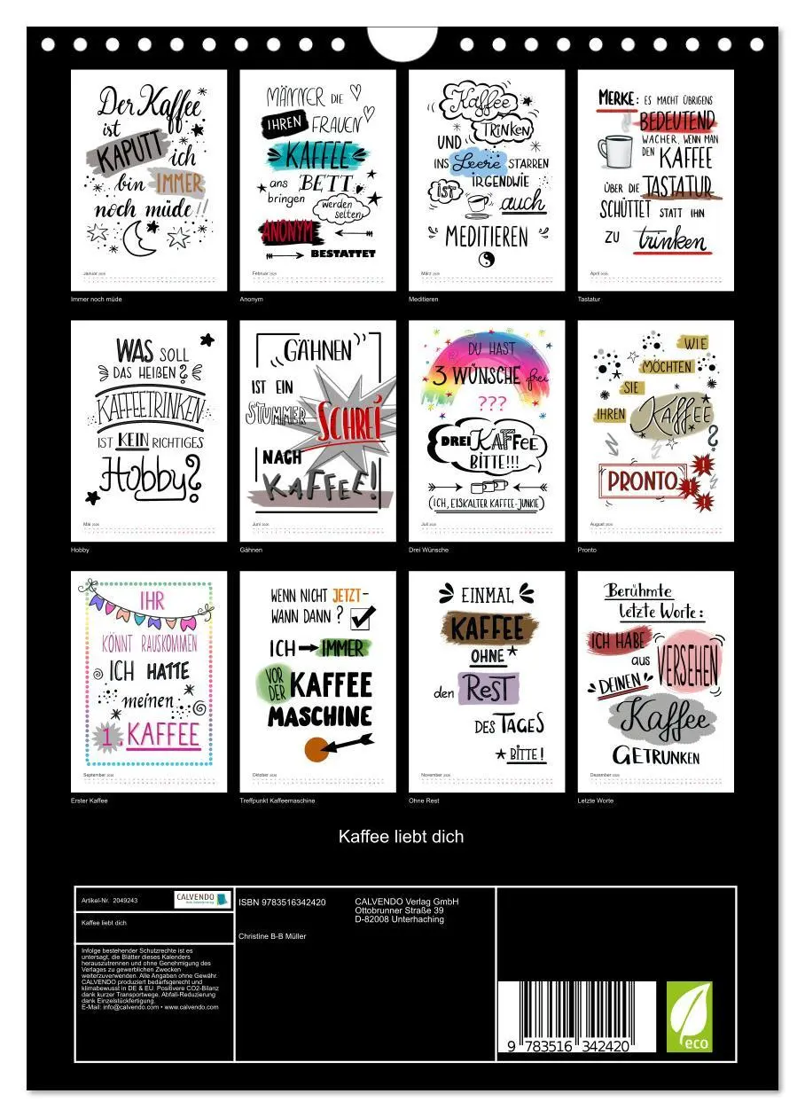 Bild: 9783516342420 | Kaffee liebt dich (Wandkalender 2026 DIN A4 hoch), CALVENDO...