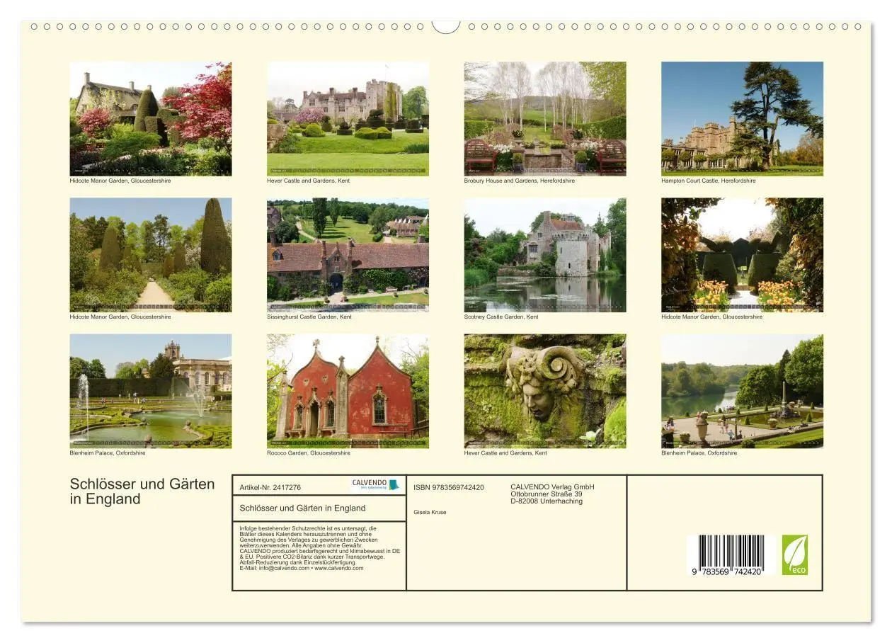 Bild: 9783569742420 | Schlösser und Gärten in England (hochwertiger Premium Wandkalender...