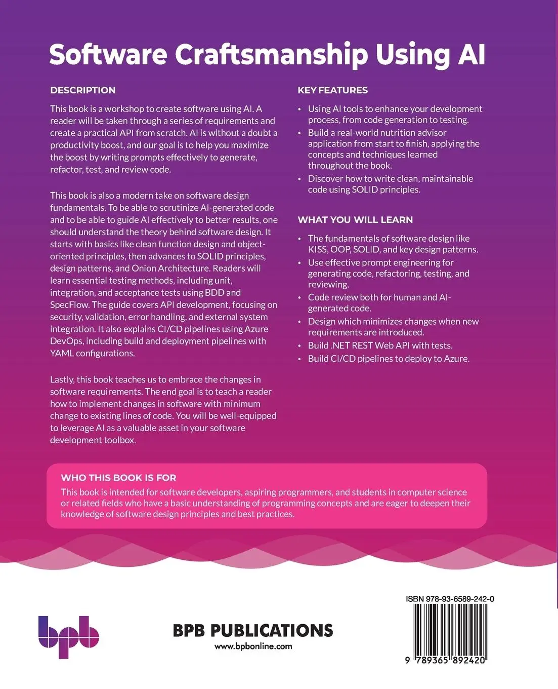 Rückseite: 9789365892420 | Software Craftsmanship Using AI | Almantas Karpavi¿ius | Taschenbuch