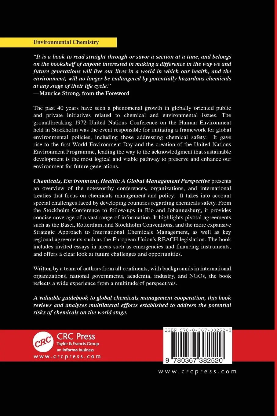 Rückseite: 9780367382520 | Chemicals, Environment, Health | A Global Management Perspective