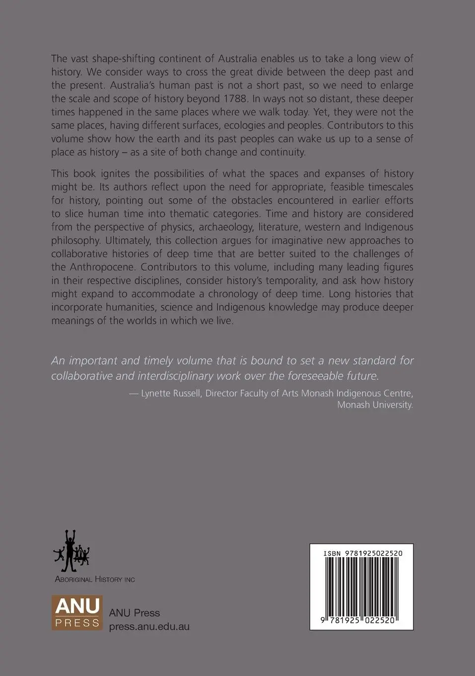 Rückseite: 9781925022520 | Long History, Deep Time: Deepening Histories of Place | Taschenbuch