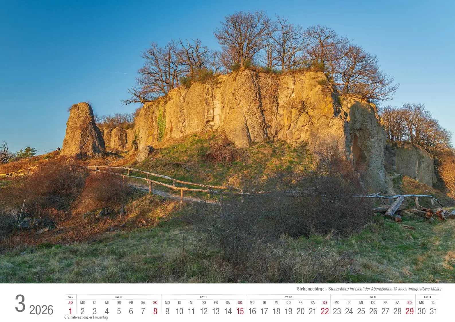 Bild: 9783965352520 | Siebengebirge 2026 Bildkalender A3 quer, spiralgebunden | Holger Klaes