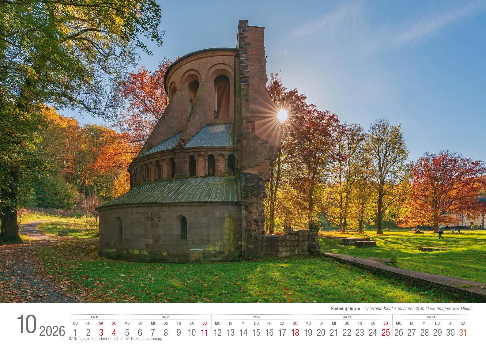 Bild: 9783965352520 | Siebengebirge 2026 Bildkalender A3 quer, spiralgebunden | Holger Klaes