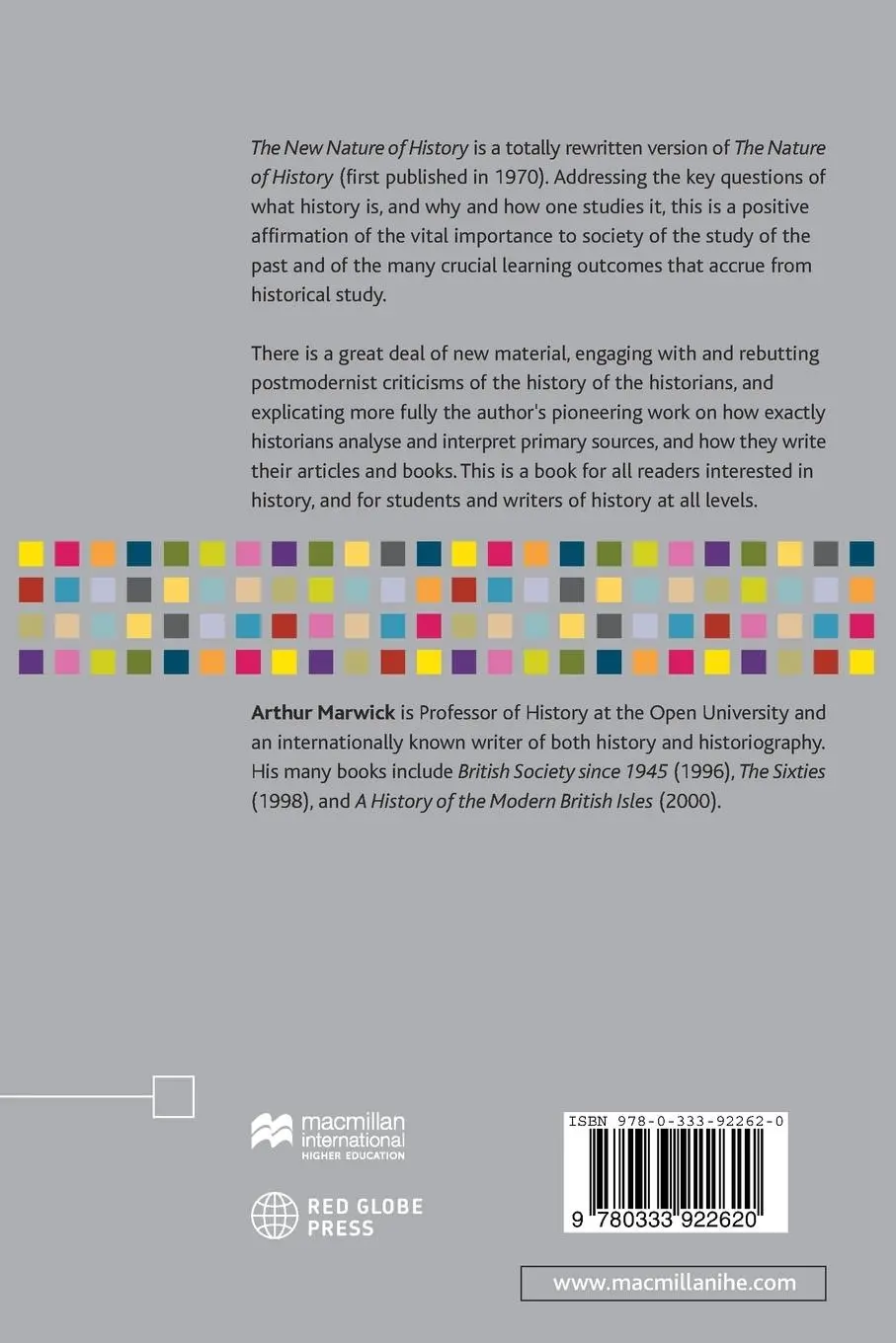 Rückseite: 9780333922620 | The New Nature of History | Knowledge, Evidence, Language | Marwick
