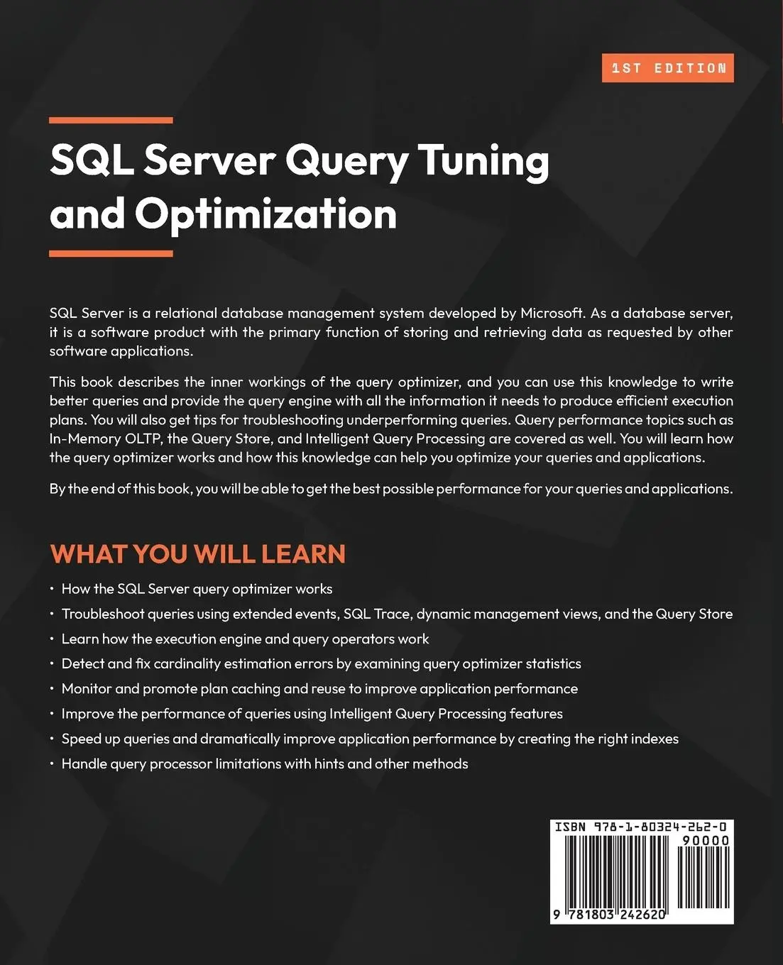 Rückseite: 9781803242620 | SQL Server Query Tuning and Optimization | Benjamin Nevarez | Buch