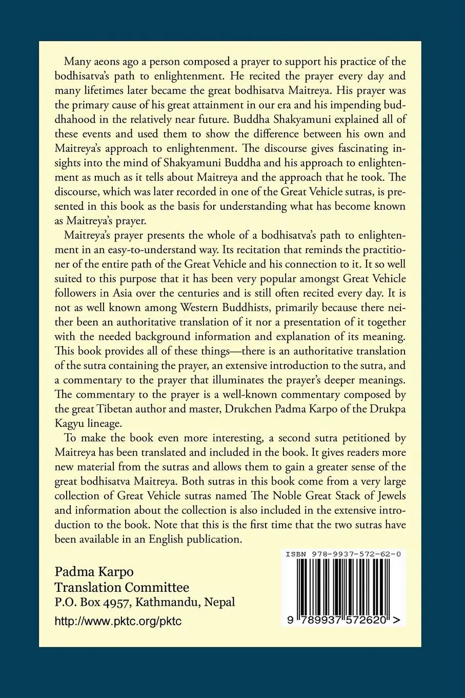 Rückseite: 9789937572620 | Maitreya's Sutras and Prayer | Tony Duff (u. a.) | Taschenbuch | 2013