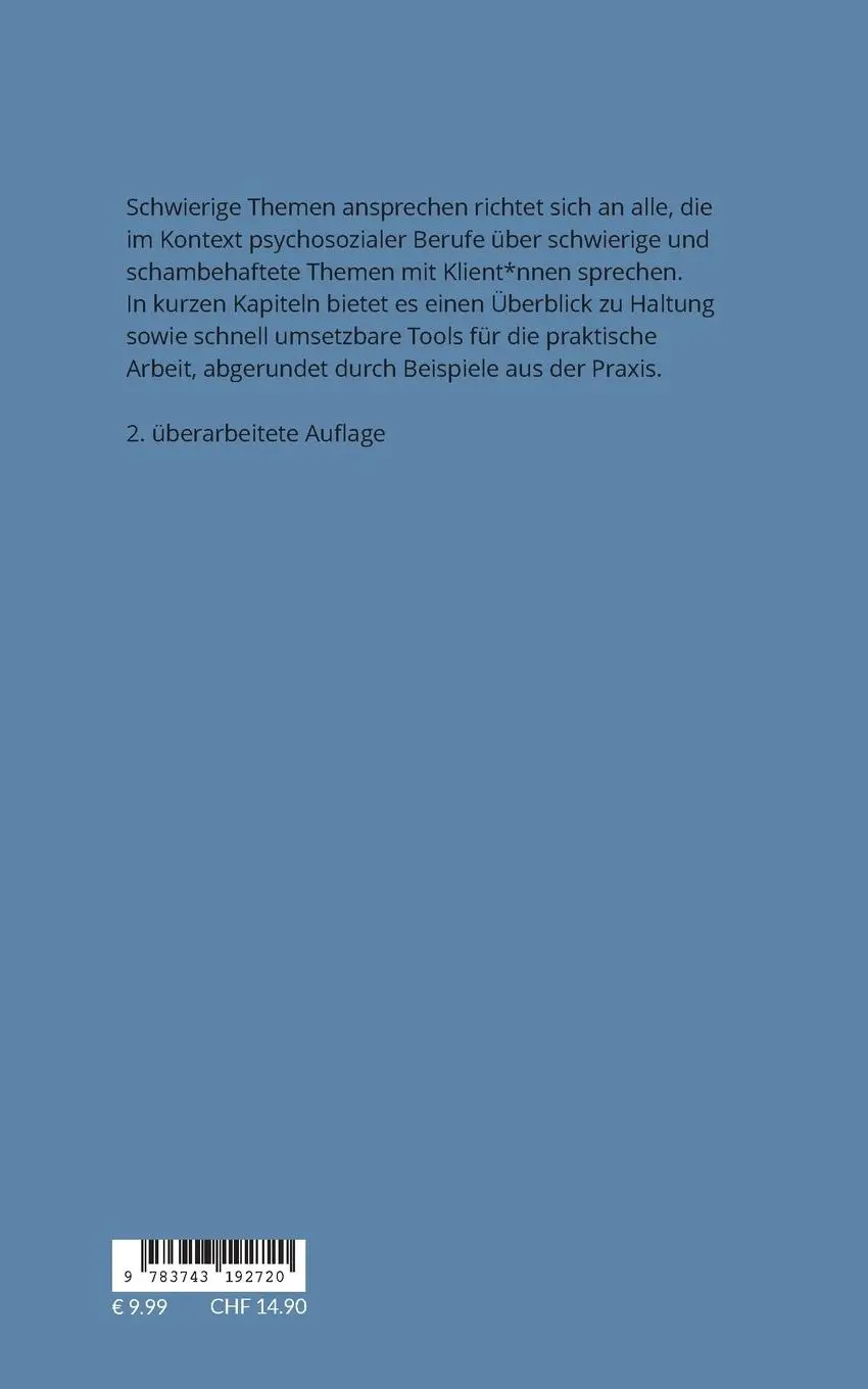 Rückseite: 9783743192720 | Schwierige Themen ansprechen in psychosozialen Berufen | Hahn | Buch