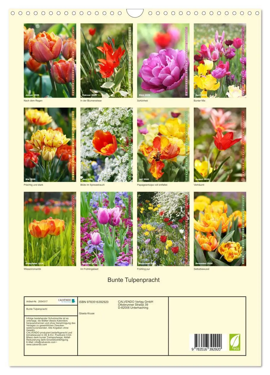 Bild: 9783516392920 | Bunte Tulpenpracht (Wandkalender 2026 DIN A3 hoch), CALVENDO...
