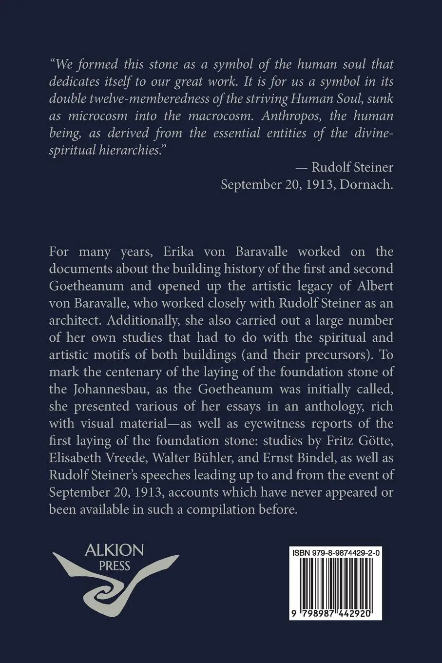 Rückseite: 9798987442920 | Rudolf Steiner's Laying of the Foundation Stone on September 20, 1913