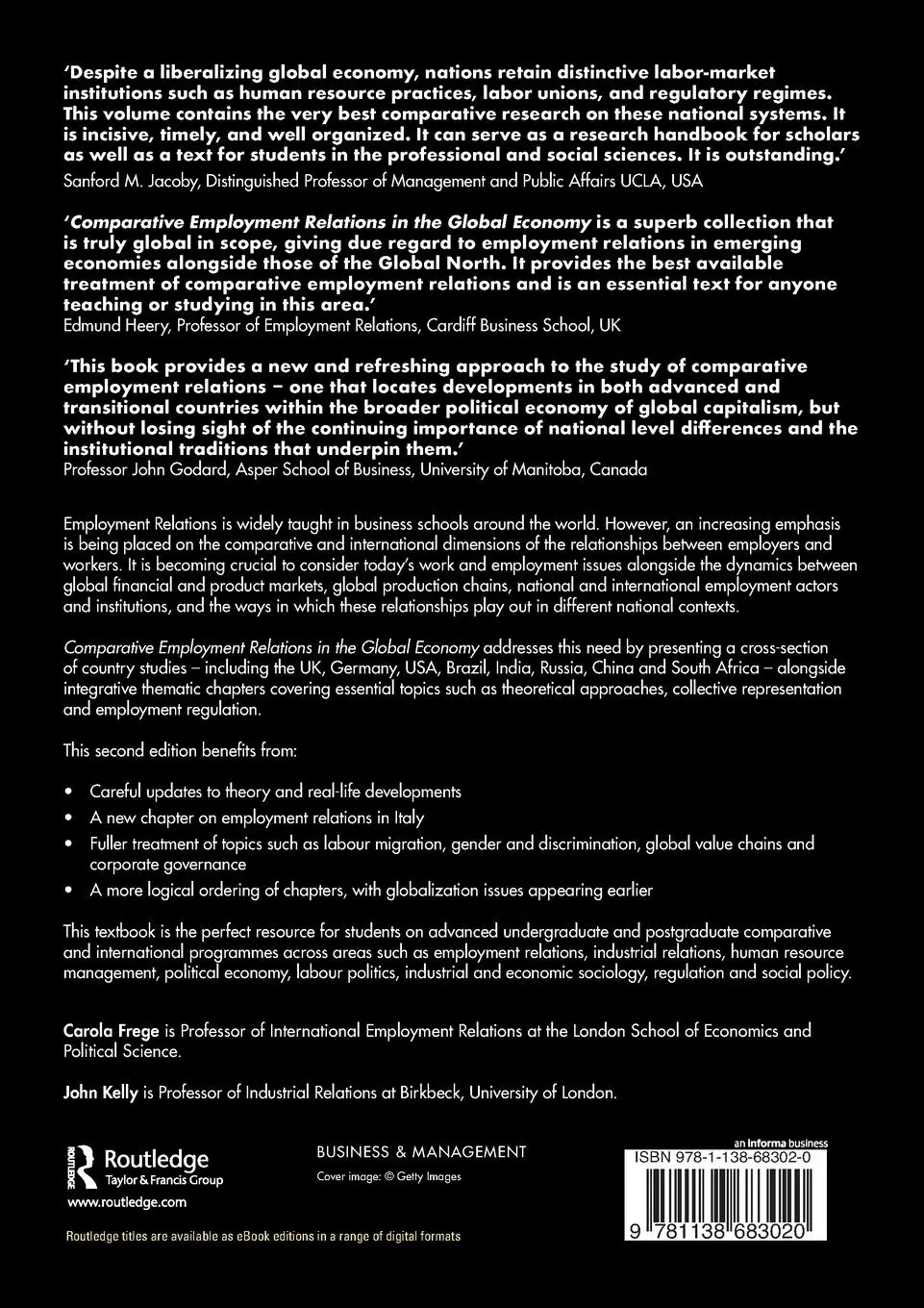 Rückseite: 9781138683020 | Comparative Employment Relations in the Global Economy | Frege (u. a.)
