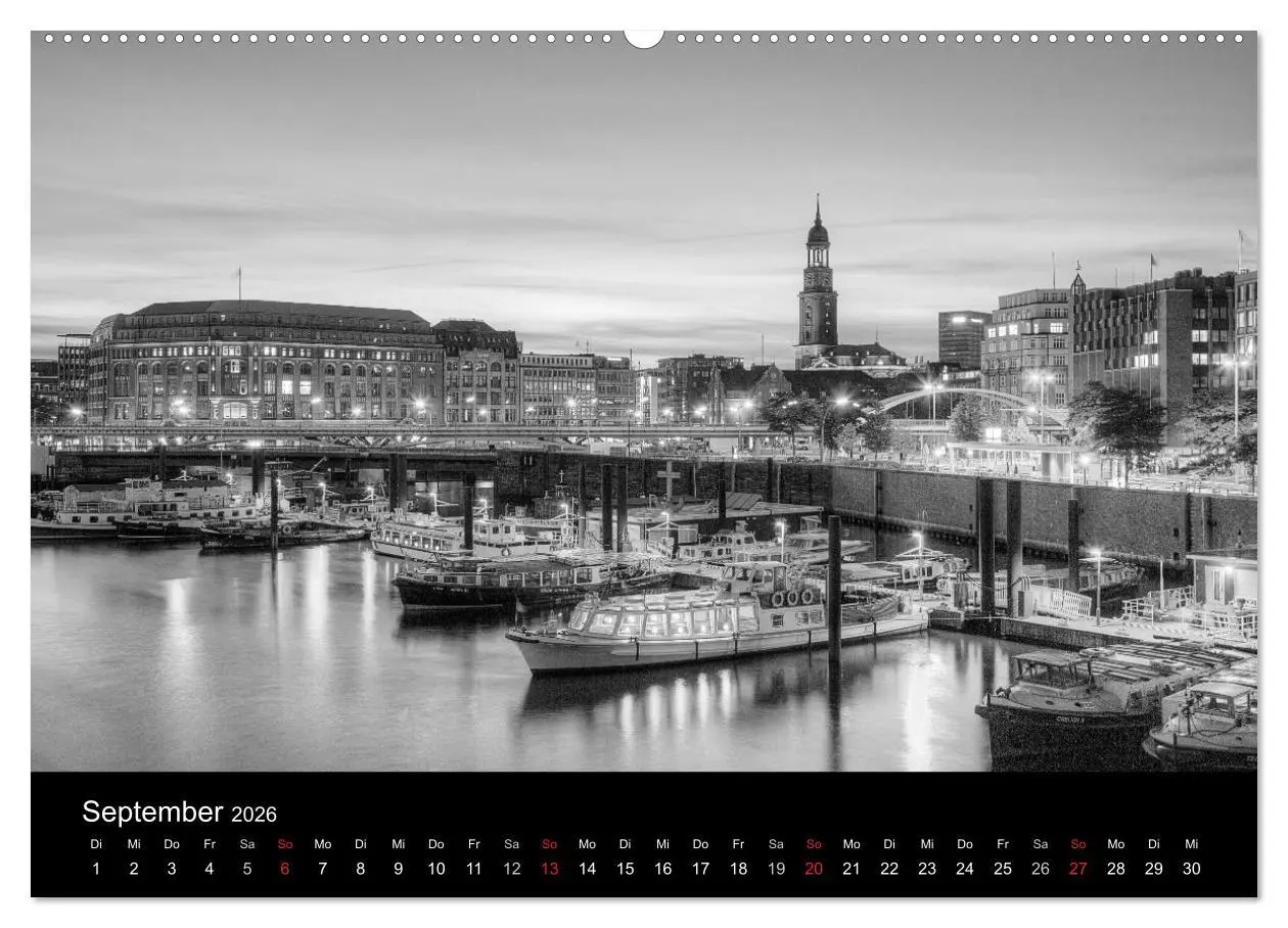 Bild: 9783516113020 | Hamburg monochrome Impressionen (Wandkalender 2026 DIN A2 quer),...