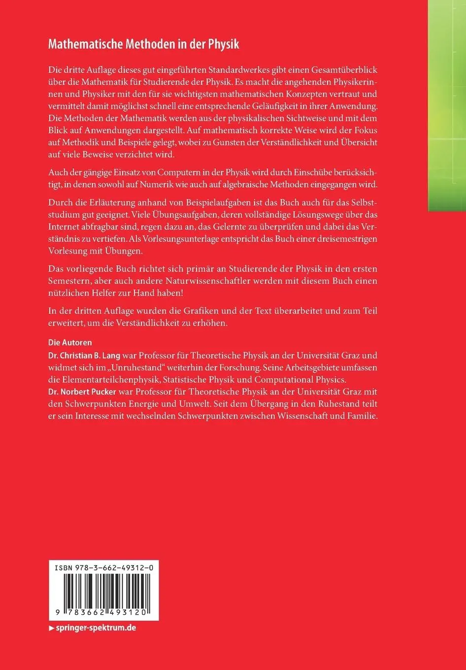 Rückseite: 9783662493120 | Mathematische Methoden in der Physik | Norbert Pucker (u. a.) | Buch