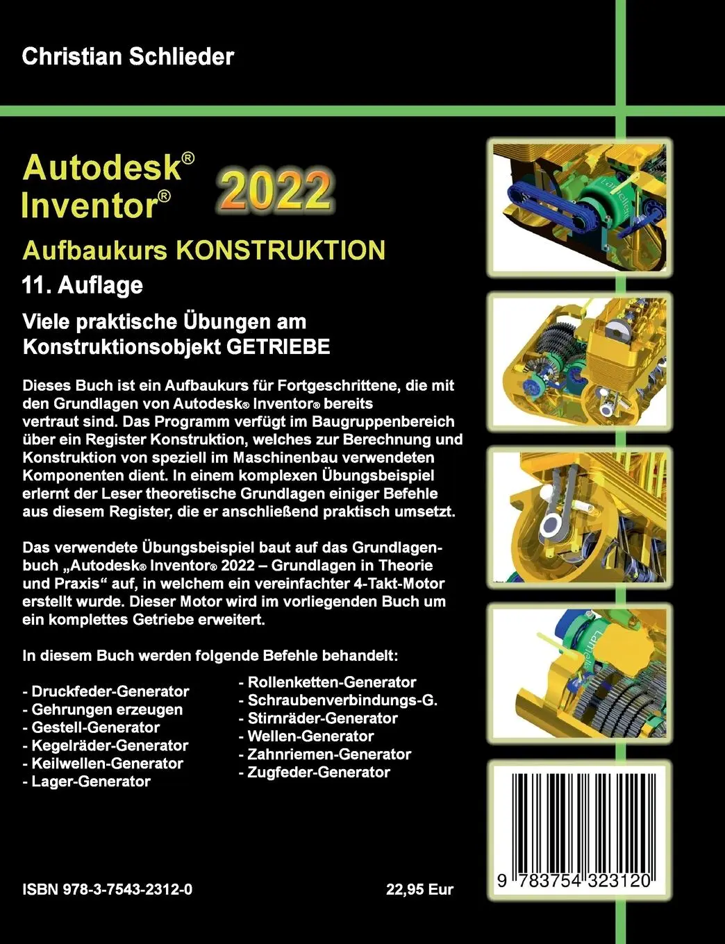Rückseite: 9783754323120 | Autodesk Inventor 2022 - Aufbaukurs Konstruktion | Christian Schlieder