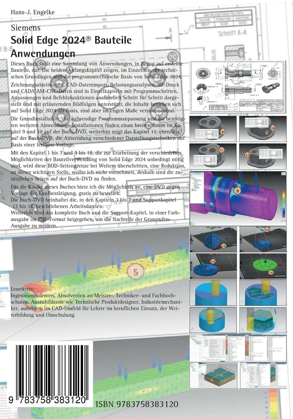 Rückseite: 9783758383120 | Solid Edge 2024 Bauteile | Anwendungen | Hans-J. Engelke | Taschenbuch