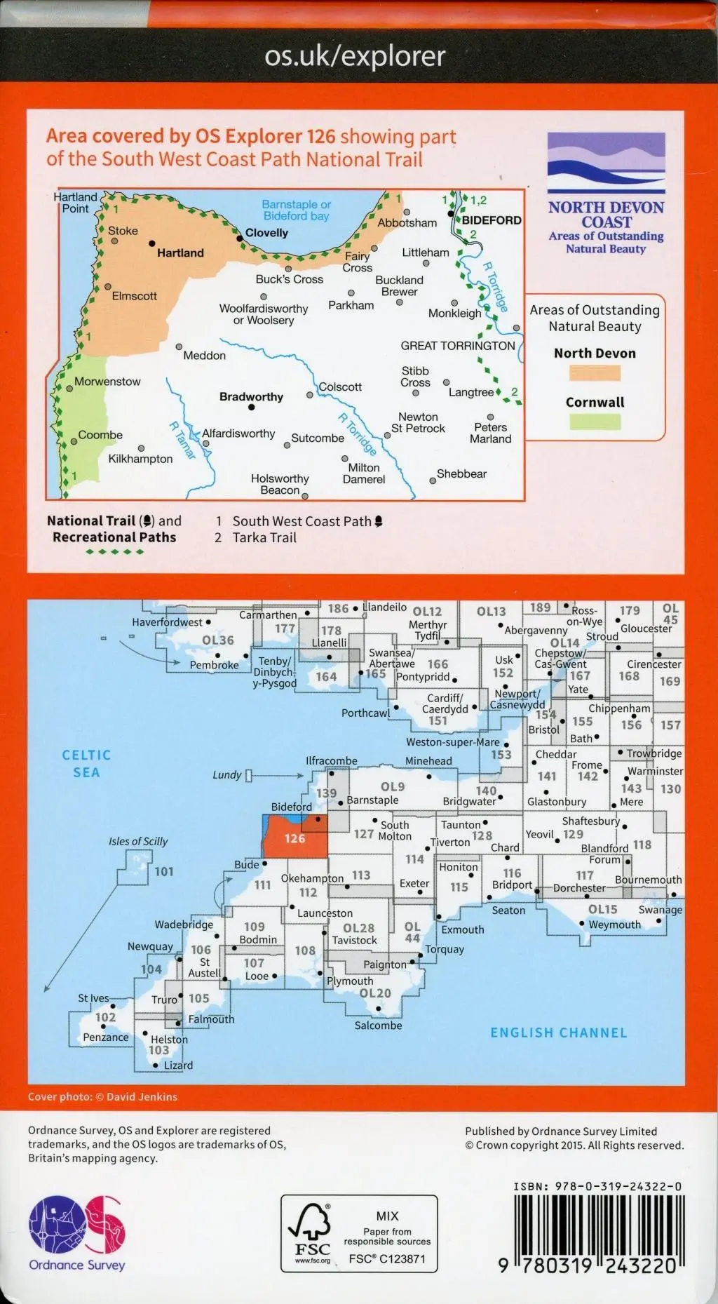 Bild: 9780319243220 | Clovelly and Hartland | Ordnance Survey | (Land-)Karte | Englisch