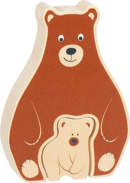Cover: 4013594573320 | Goki 57332 - Aufstellpuzzle Bär, 2-teilig, Holz, 12x9cm | Puzzle
