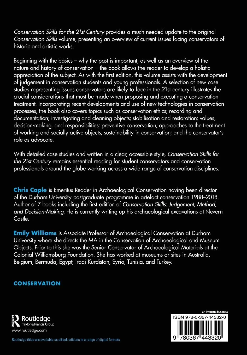Rückseite: 9780367443320 | Conservation Skills for the 21st Century | Chris Caple (u. a.) | Buch