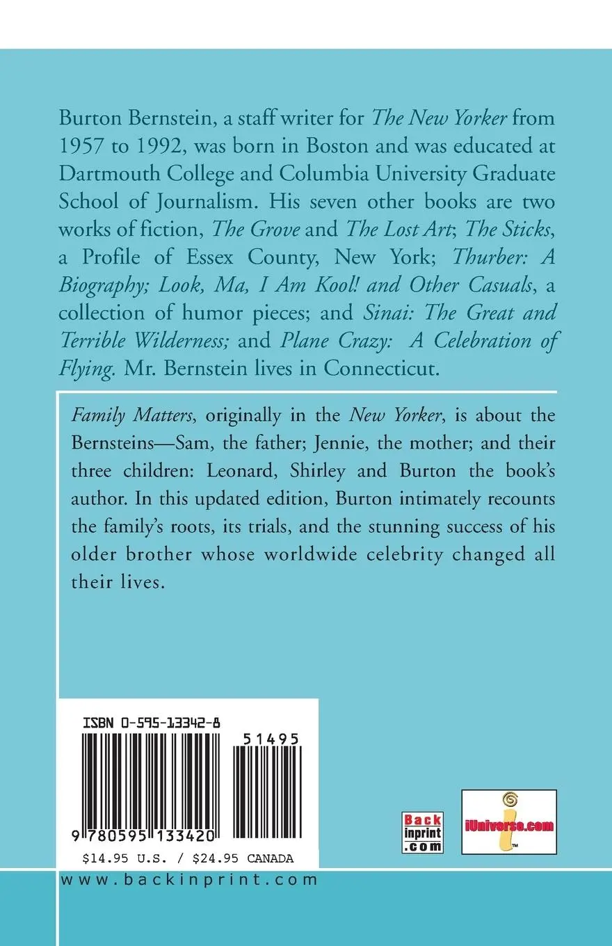 Rückseite: 9780595133420 | Family Matters | Sam, Jennie, and the Kids | Burton Bernstein | Buch