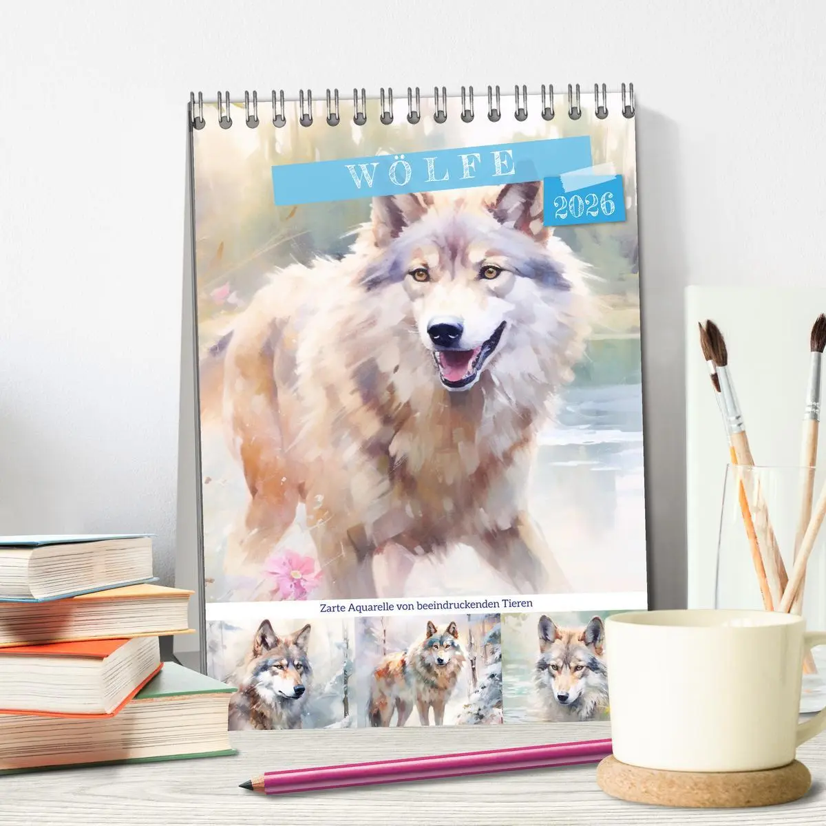 Bild: 9783516313420 | Wölfe. Zarte Aquarelle von beeindruckenden Tieren (Tischkalender...