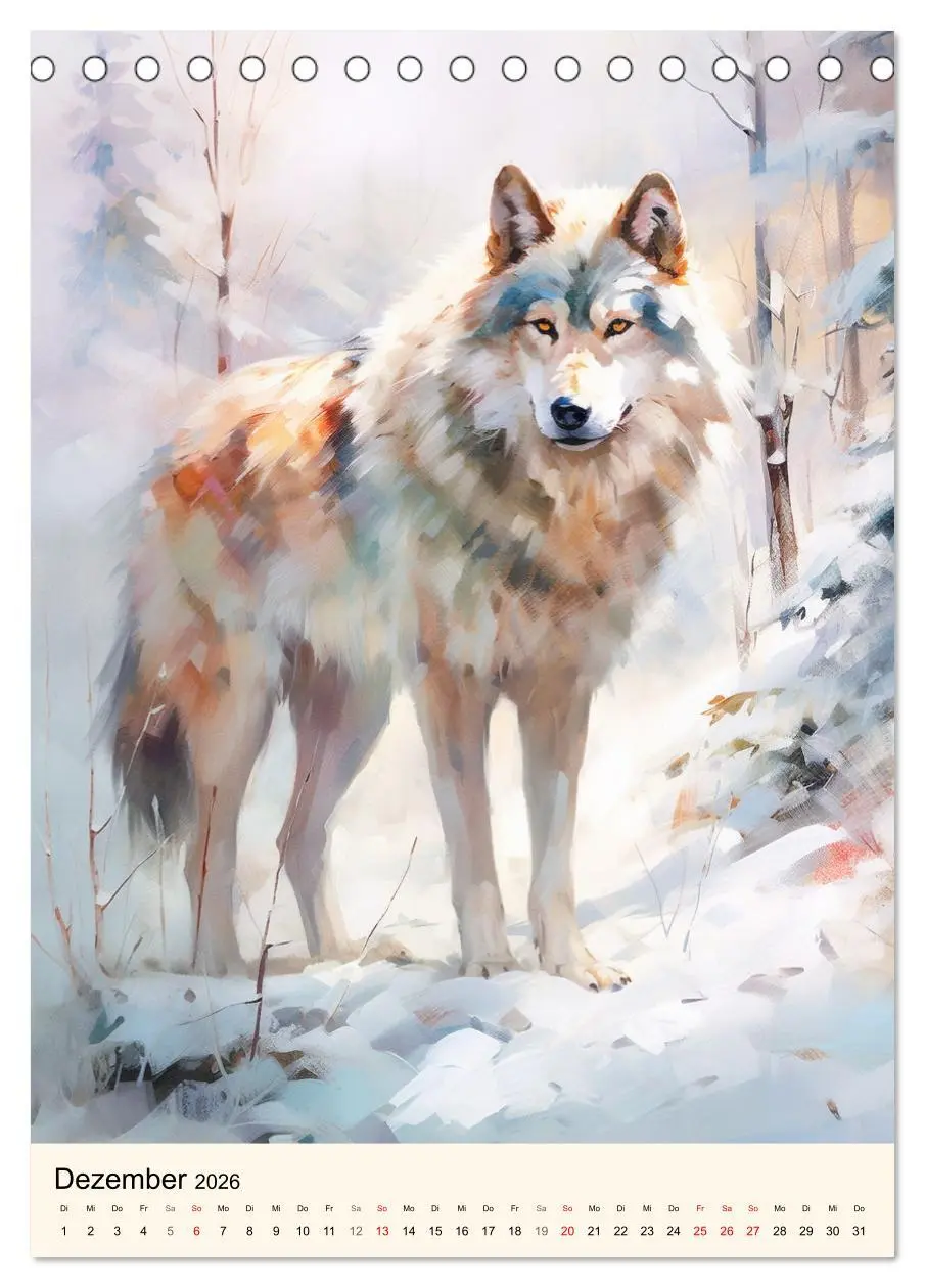 Bild: 9783516313420 | Wölfe. Zarte Aquarelle von beeindruckenden Tieren (Tischkalender...