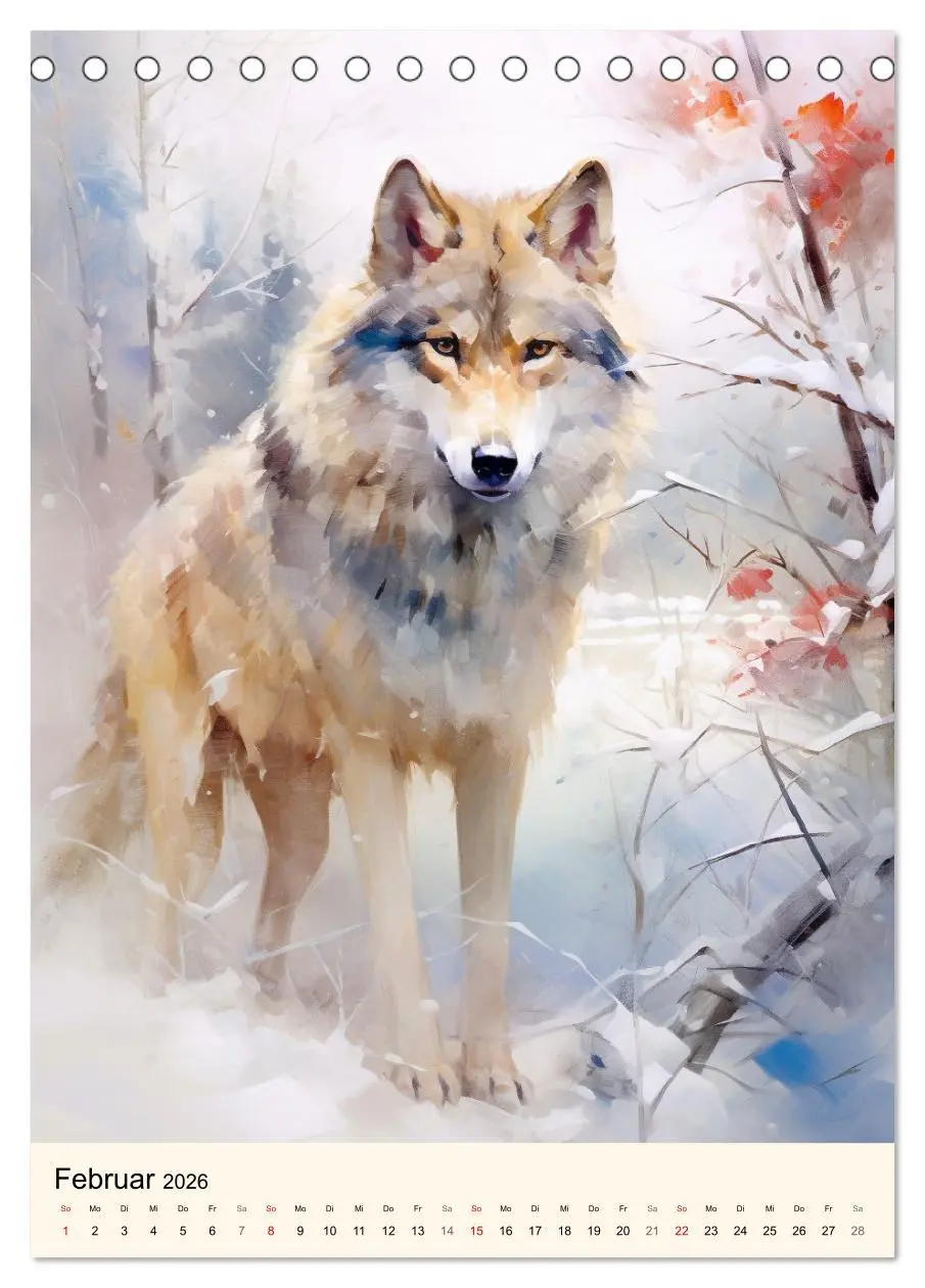 Bild: 9783516313420 | Wölfe. Zarte Aquarelle von beeindruckenden Tieren (Tischkalender...